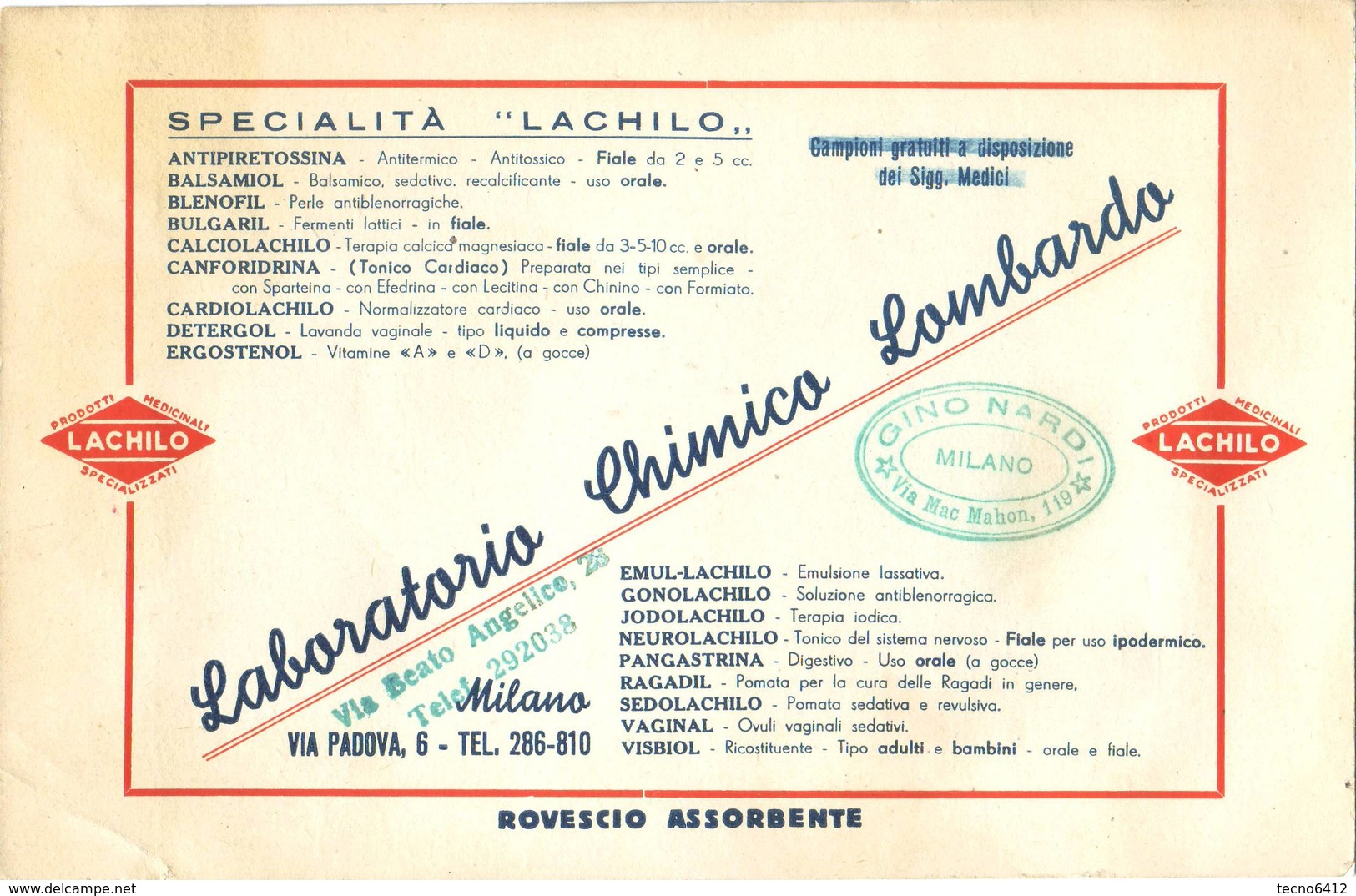 Stampa Farmacologica Laboratorio Chimico Lombardo - Milano - Pubblicitari