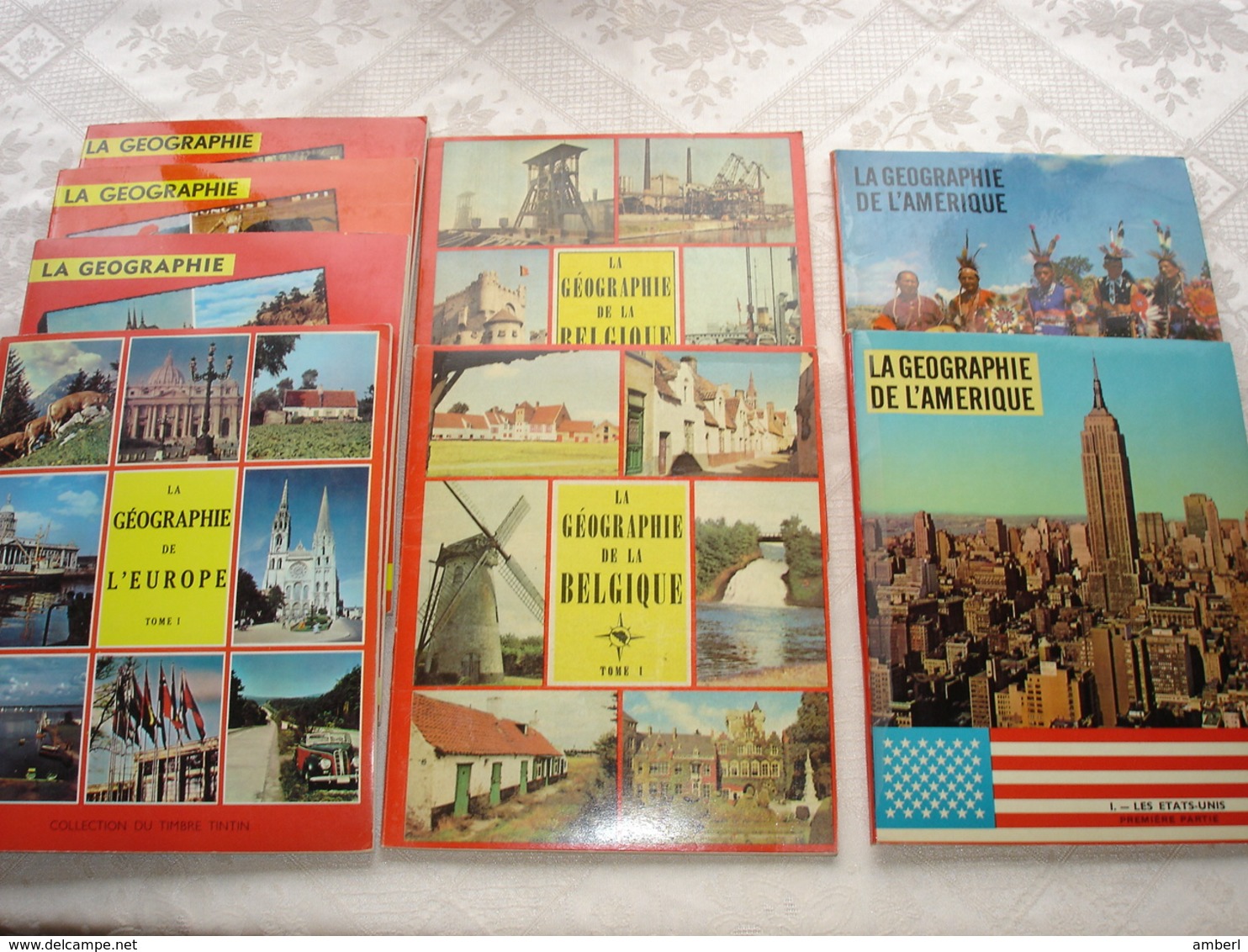 8 Albums  Lombard Collection Timbres TinTin Geographie De L'Europe, Belgique Amerique  Complet - Albums & Catalogues