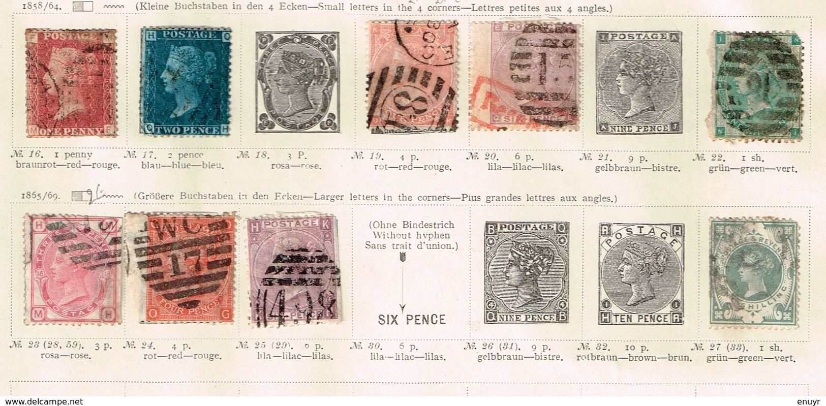 Grande-Bretagne Ancienne Collection Sur Feuilles D'époque - Sammlungen (ohne Album)