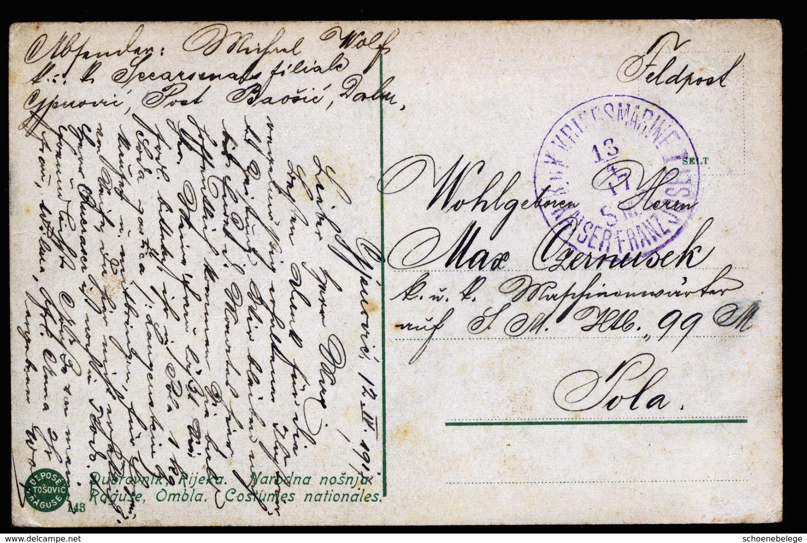 A6276) Austria Karte K.u.k.Marine SMS Kaiser Franz Josef 13.04.17 - Cartas & Documentos