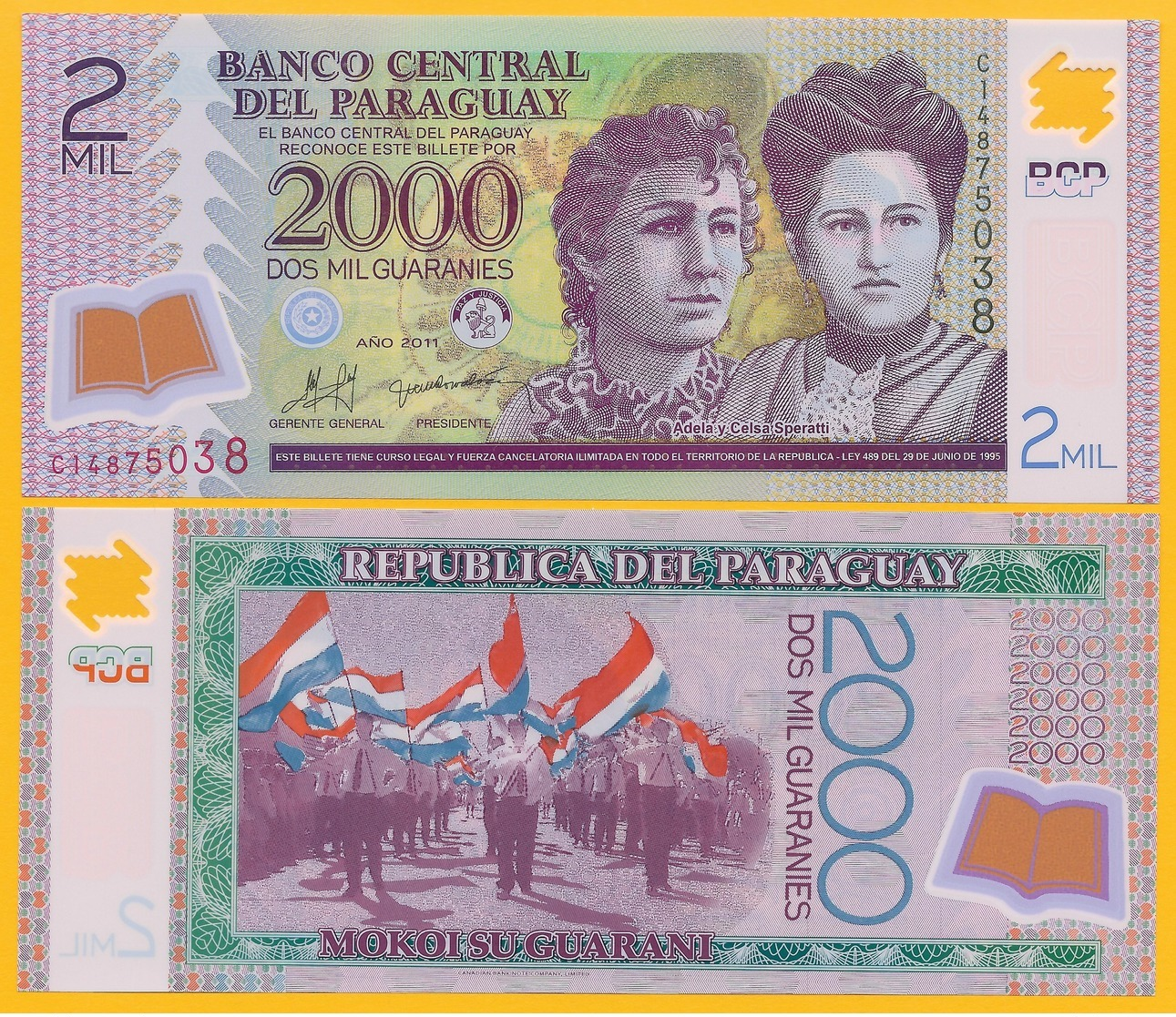 Paraguay 2000 Guaranies P-228c 2011 Paraguay UNC Polymer - Paraguay