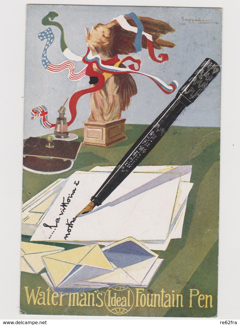 Penne Stilografiche Waterman's Fountain Pen Ideal, Pubblicitaria, Illustrata Da Cappadonia  - F.p. -  Anni '1910 - Pubblicitari