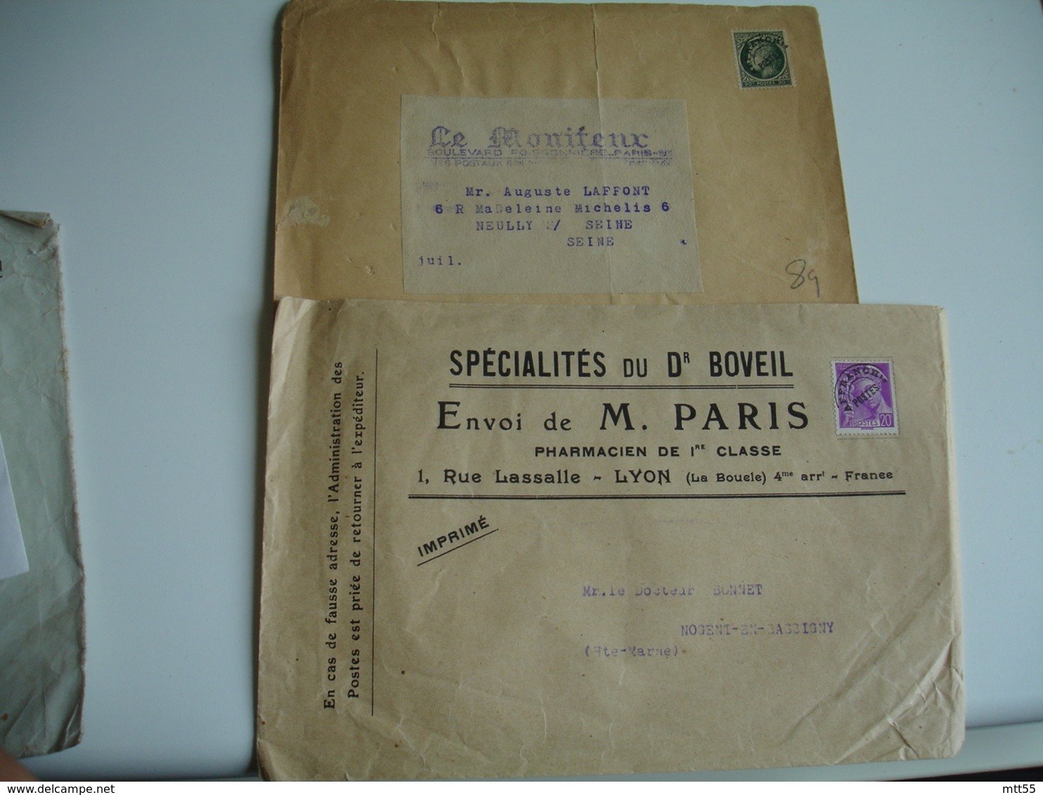 Lot De 3 Lettre Po P O Pre Oblitere Mercure 70 C Etceres 90 C - 1921-1960: Periodo Moderno