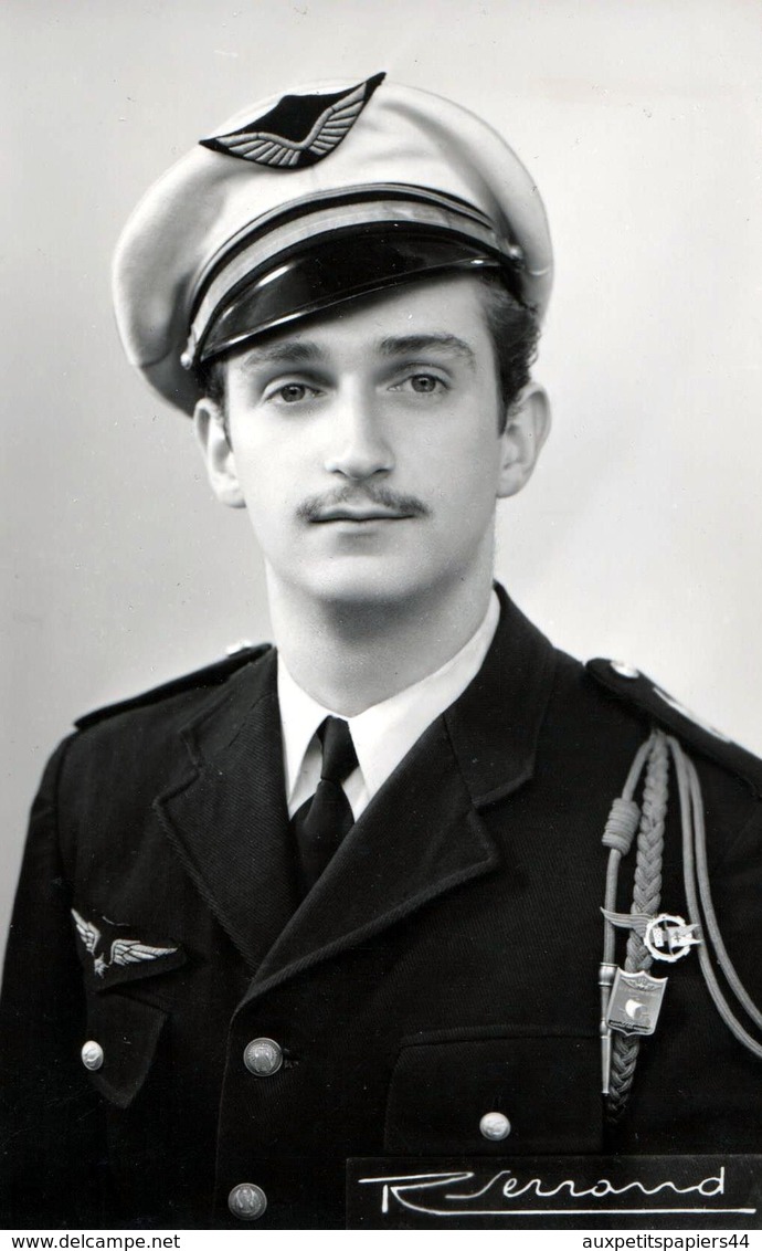 Photo Originale Militaire Gay & Playboy - Portrait D'Aviateur De L'Armée De L'Air Moustache & Casquette 1970's - War, Military