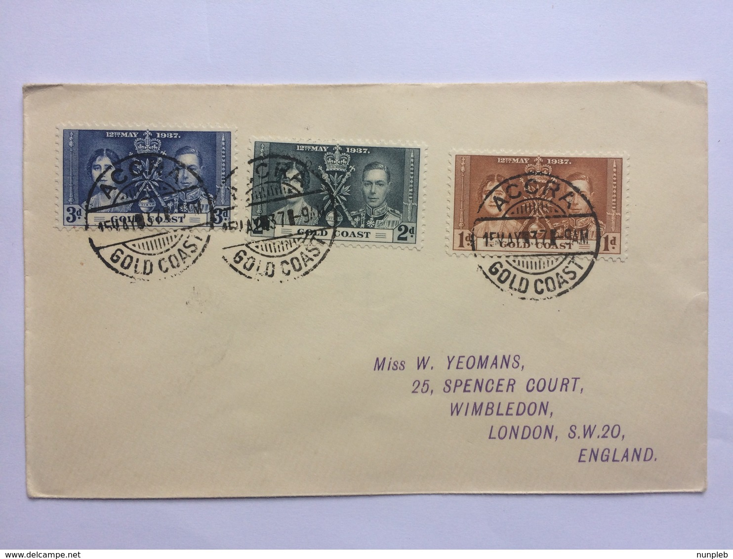 GOLD COAST 1937 Coronation FDC Accra To London - Goldküste (...-1957)