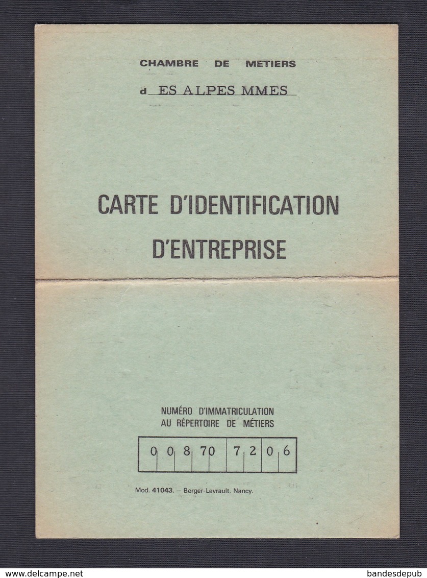 Carte D' Identification Entreprise Jean Pierre Parrenin Luthier Nice Chambre Metiers Alpes Maritimes - Zonder Classificatie