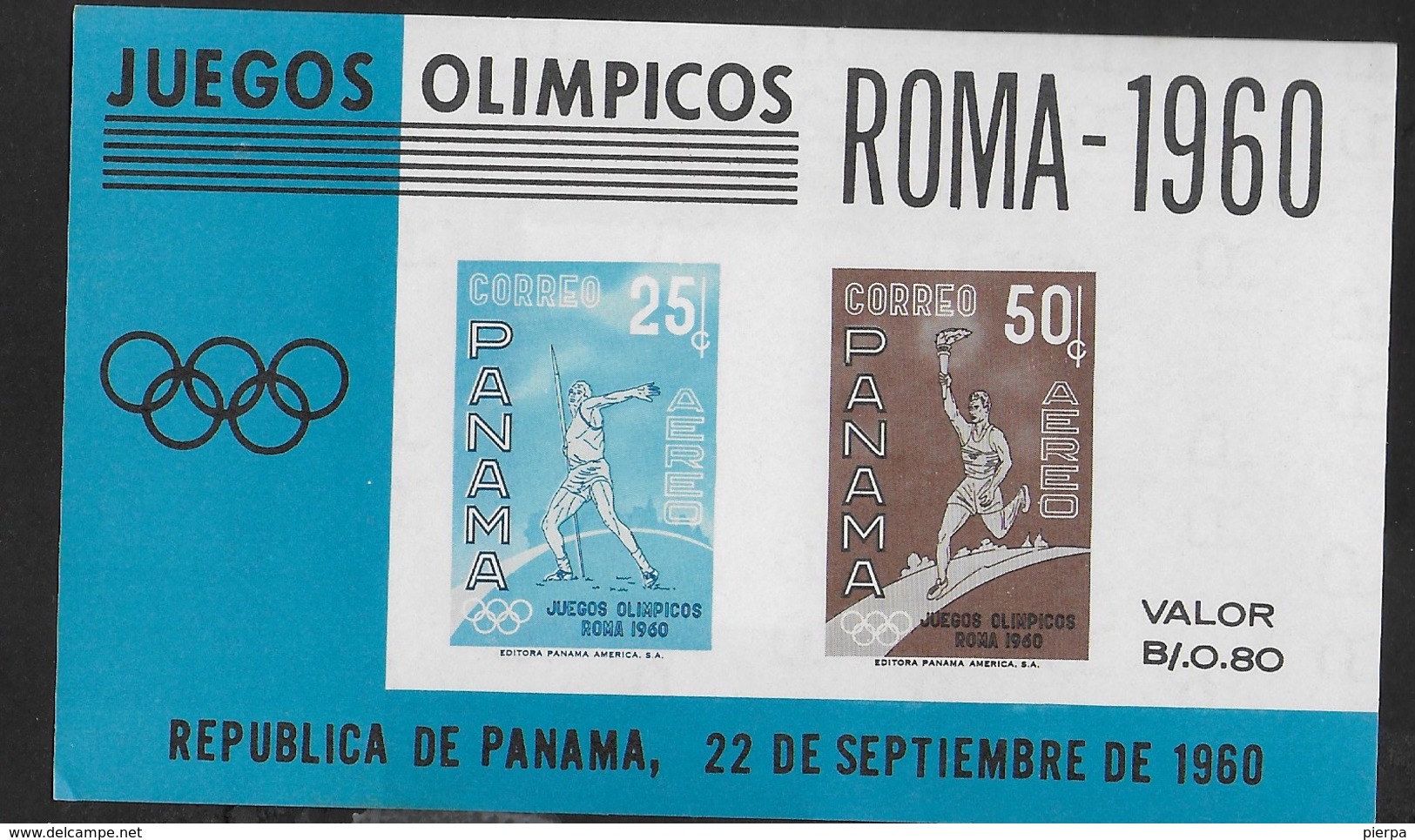 PANAMA - 1960 - GIOCHI OLIMPICI ESTIVI ROMA - FOGLIETTO NUOVO **NH (MICHEL BL 8) - Estate 1960: Roma