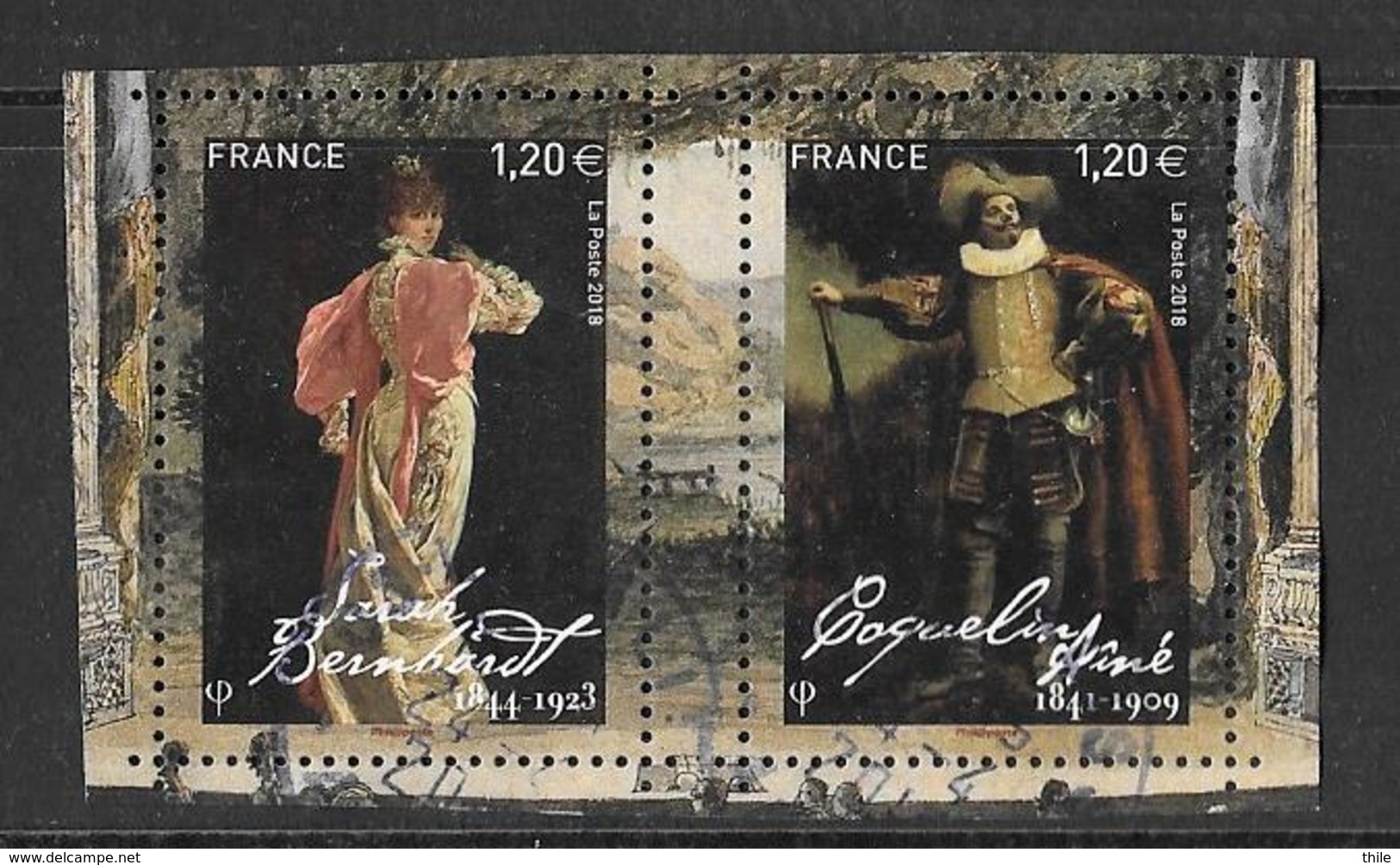 Année 2018 - 2 Timbres Du Bloc "Actrices Et Acteurs De Théâtre" (o) - Sarah Bernhardt - Coquelin Aîné - Oblitérés