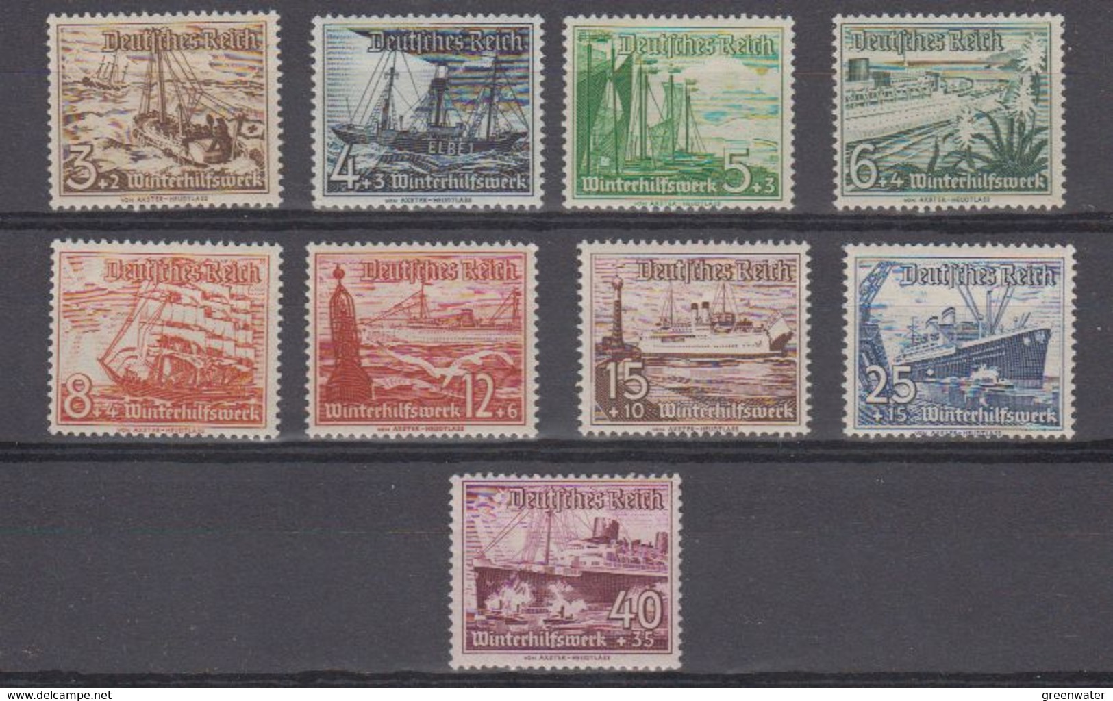 Deutsches Reich 1937 Winterhilfswerk /  Ships 9v * Mh (= Mint, Hinged) (44186) - Ongebruikt