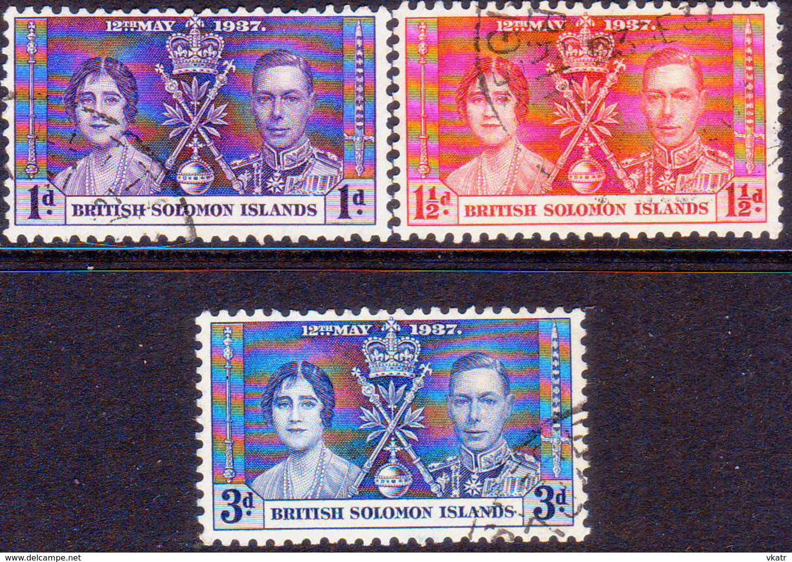 BRITISH SOLOMON ISLANDS 1937 SG #57-59 Compl.set Used Coronation - British Solomon Islands (...-1978)