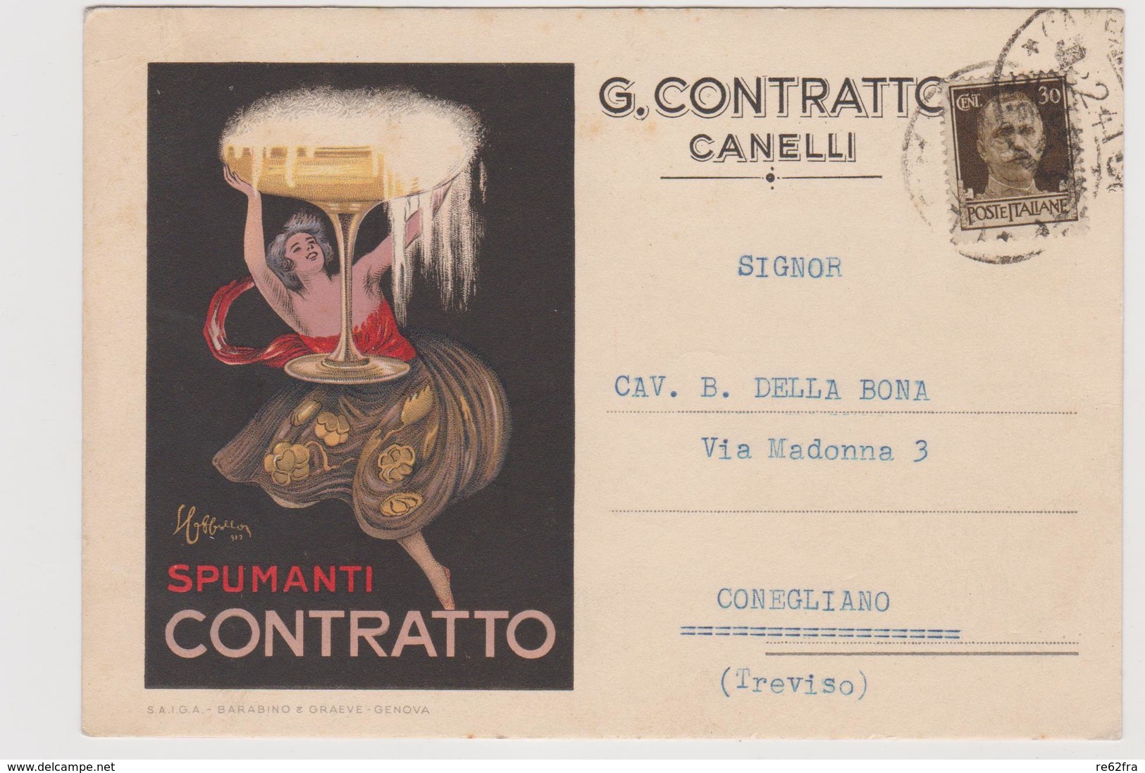 Spumanti Contratto, Canelli, Pubblicitaria, Illustrata Da Leonetto Cappiello - F.G. - Anni '1930 - Pubblicitari