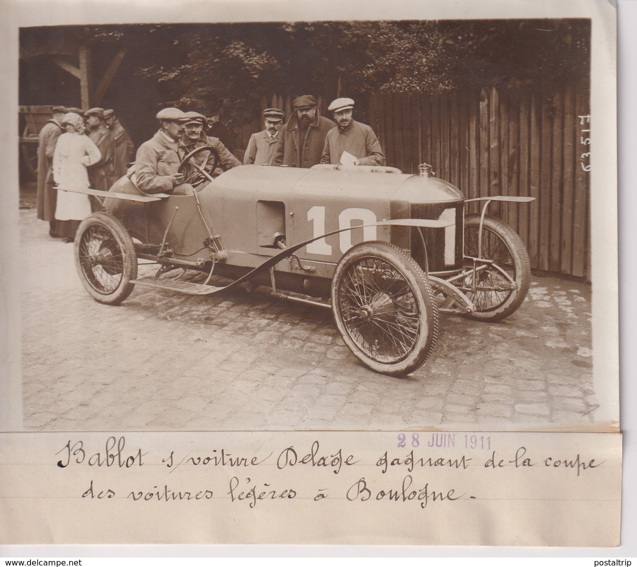 BABLOT S VOITURE DELAGE GAGNANT COUPE DES VOITURES LEGERES A BOULOGNE  18*13CM Maurice-Louis BRANGER PARÍS (1874-1950) - Automobiles