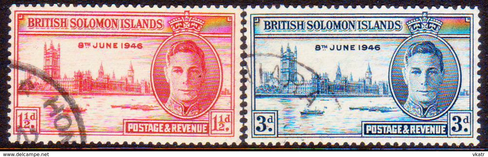 BRITISH SOLOMON ISLANDS 1946 SG #73-74 Compl.set Used Victory - British Solomon Islands (...-1978)