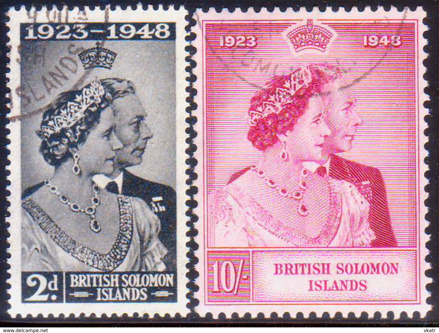 BRITISH SOLOMON ISLANDS 1949 SG #75-76 Compl.set Used Royal Silver Wedding - British Solomon Islands (...-1978)