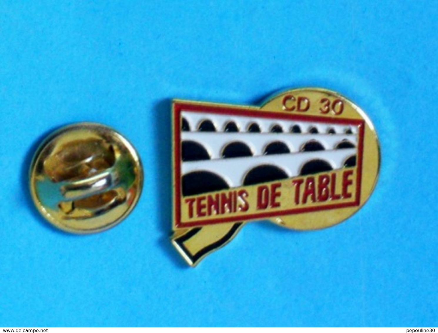 1 PIN'S //  ** PING-PONG / TENNIS DE TABLE / CD 30 / PONT DU GARD / OCCITANIE ** - Tennis De Table