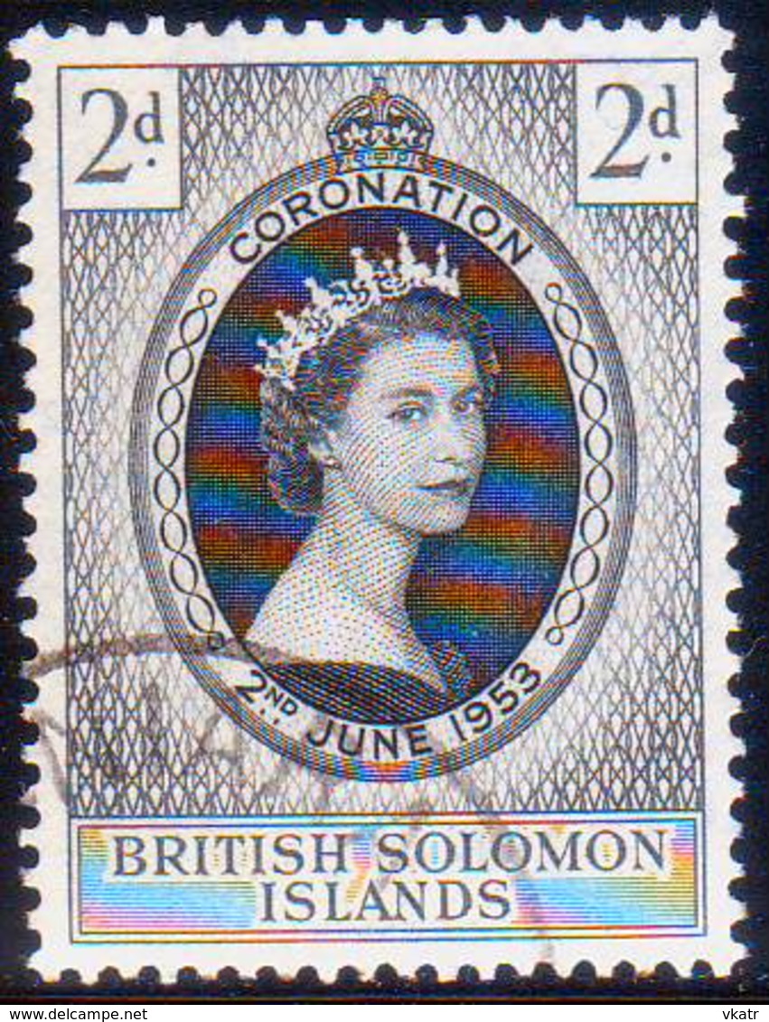 BRITISH SOLOMON ISLANDS 1953 SG #81 2d Used Coronation - Salomonseilanden (...-1978)