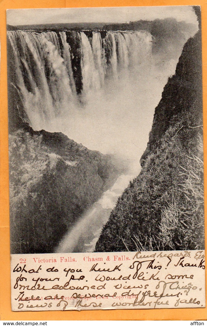 Victoria Falls Zimbabwe 1905 Postcard Mailed - Zimbabwe