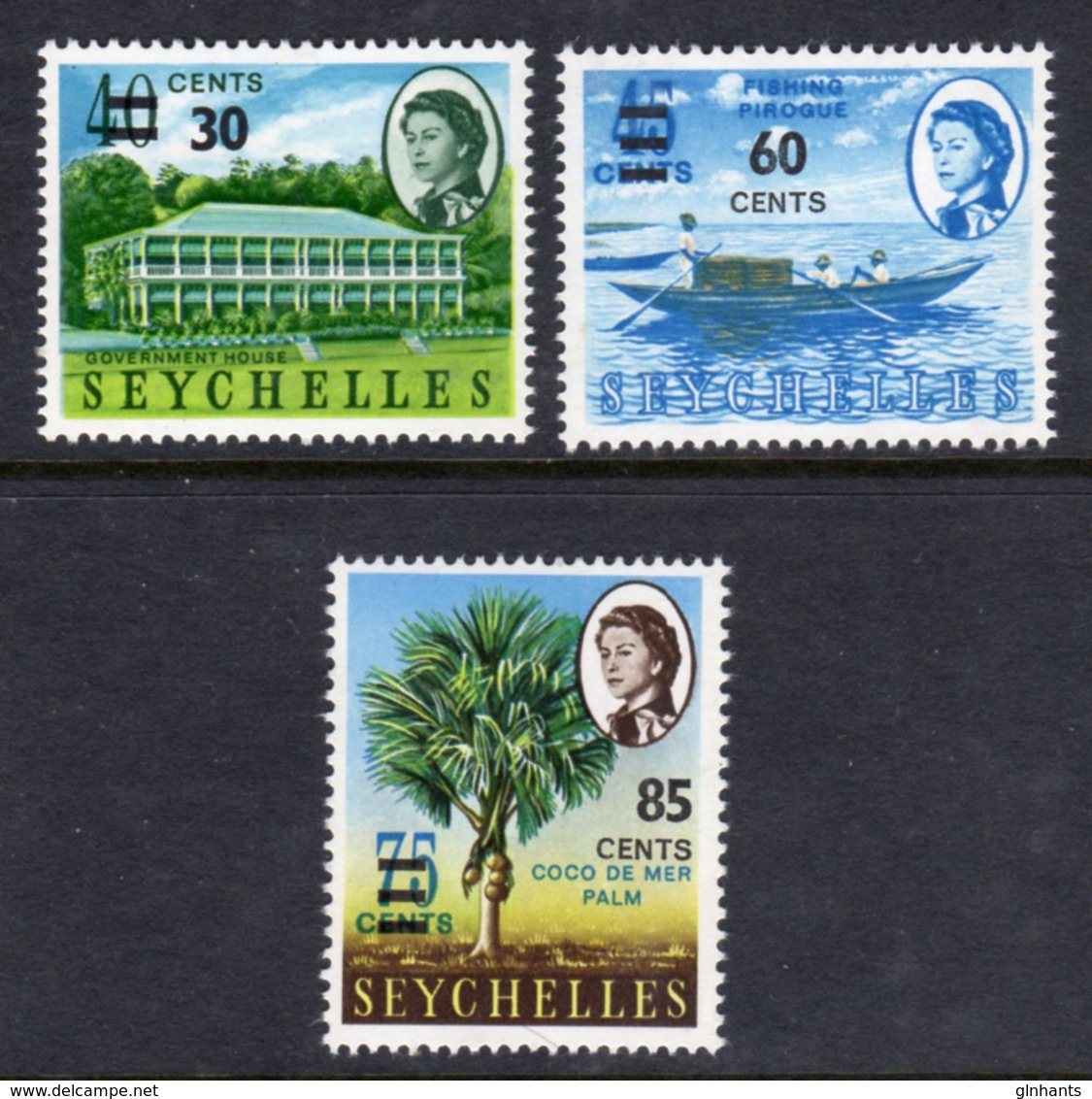 SEYCHELLES - 1968 SURCHARCHED VALUES SET (3V) FINE MNH ** SG 246-248 - Seychelles (...-1976)