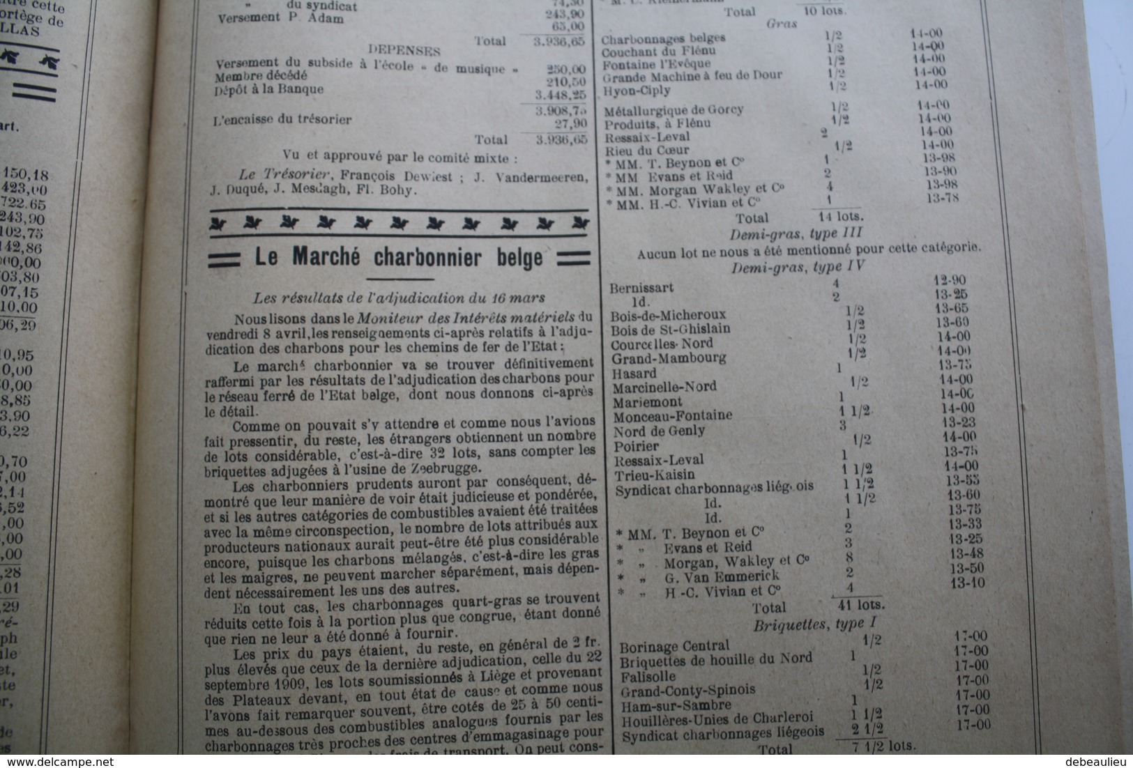 1910, lot de 16 revues "L'ouvrier Mineur", administration A. Urbain à Cuesmes, Direction D. Maroille à Frameries