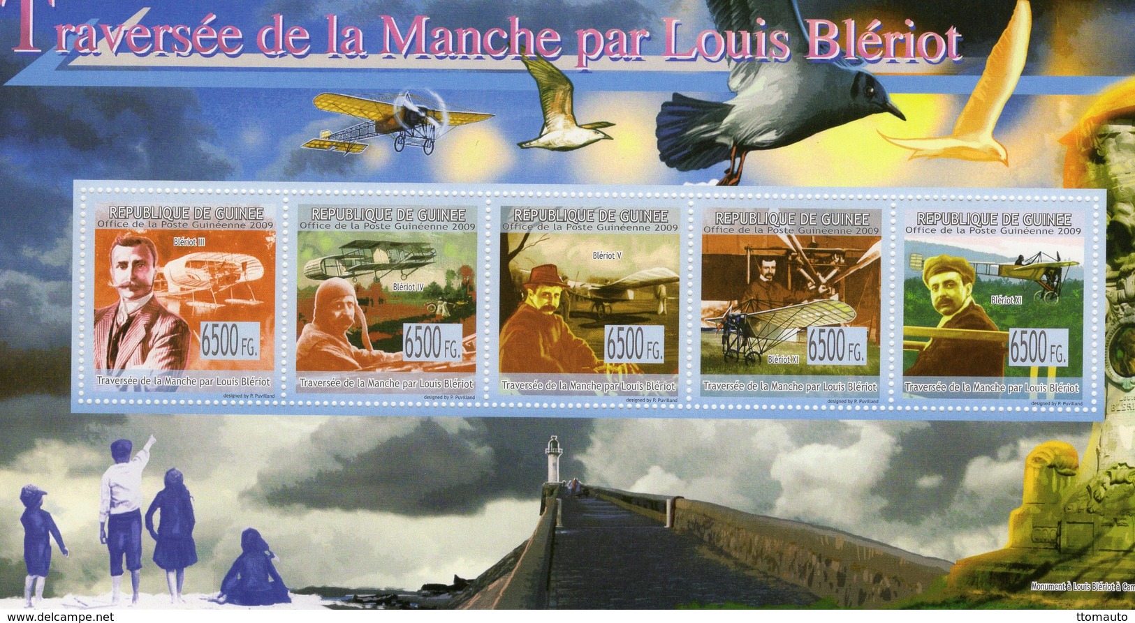 Guinée 2009  -  Traversée De La Manche Par Louis Blériot  -  5v MS Neuf/Mint/MNH - Airplanes