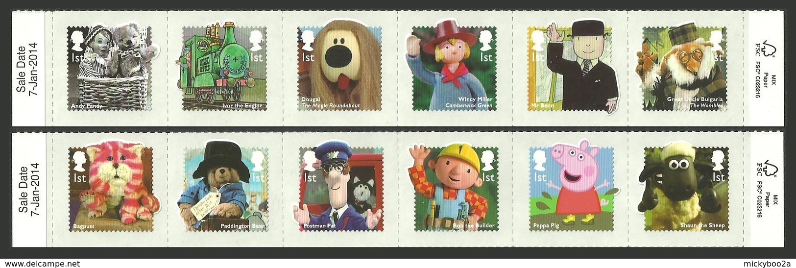 GB 2014 FILMS CHILDRENS TV CLASSICS ANDY PANDY PEPPA PIG BAGPUSS SHAWN THE SHEEP SET MNH - Unused Stamps