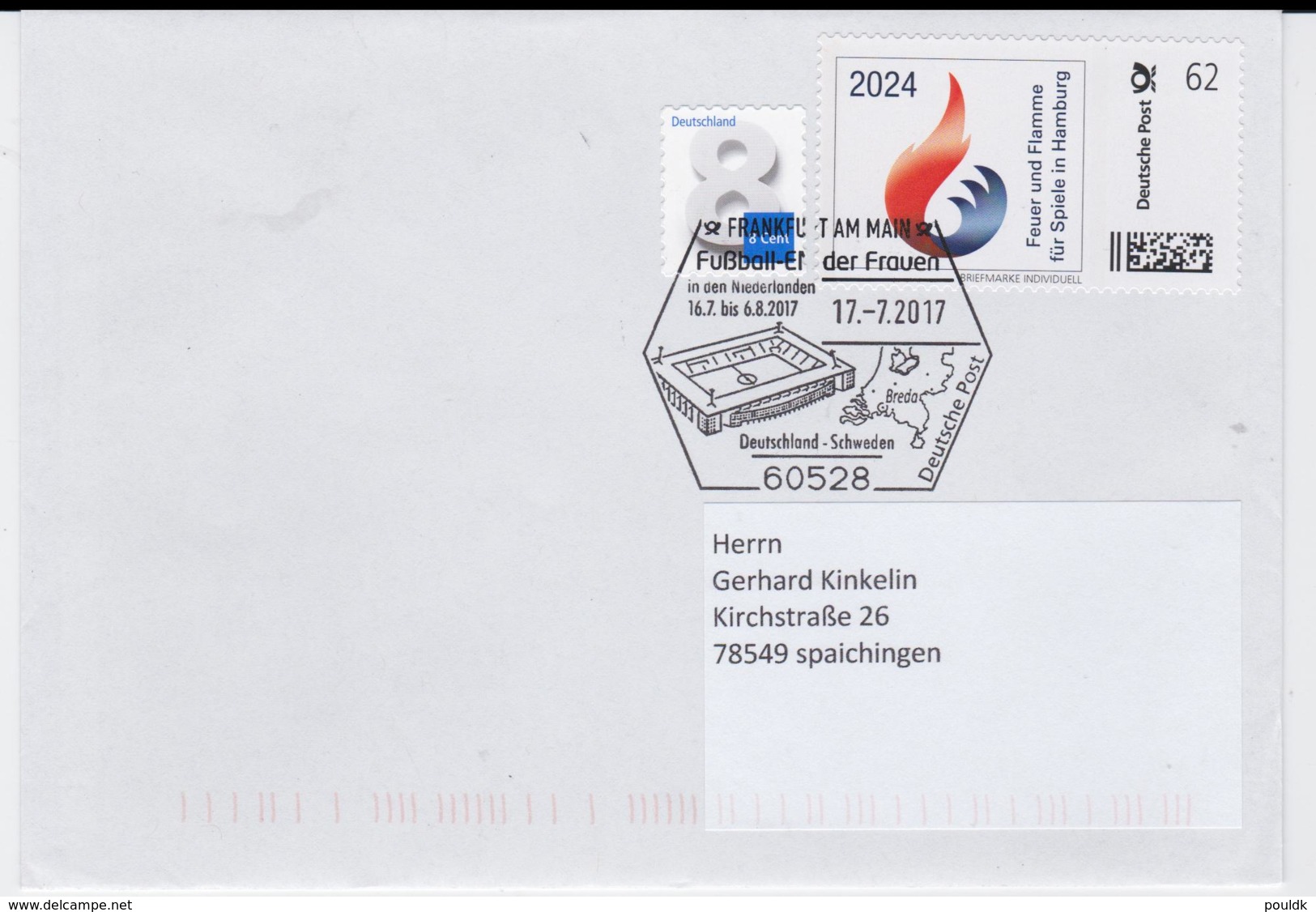 Germany Cover Franked With 2024 Hamburg Bid For Olympic Games - Individuell Stamp Posted At Frankfurt - Summer 2024: Paris
