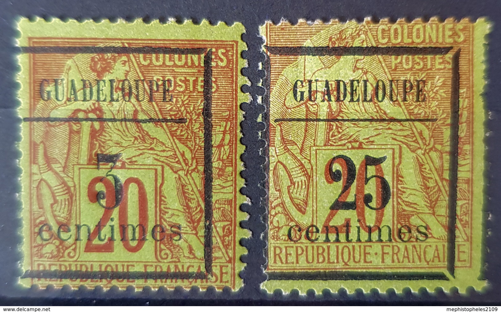 GUADELOUPE - MLH - YT 3, 5 - Overprint - Neufs