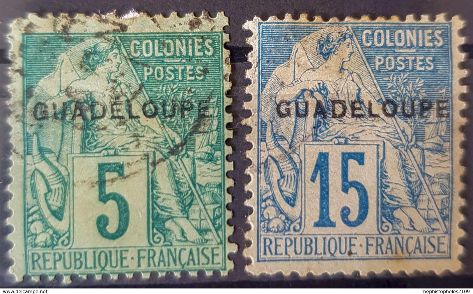 GUADELOUPE - MLH/canceled - YT 17, 19 - 5c 15c - Used Stamps