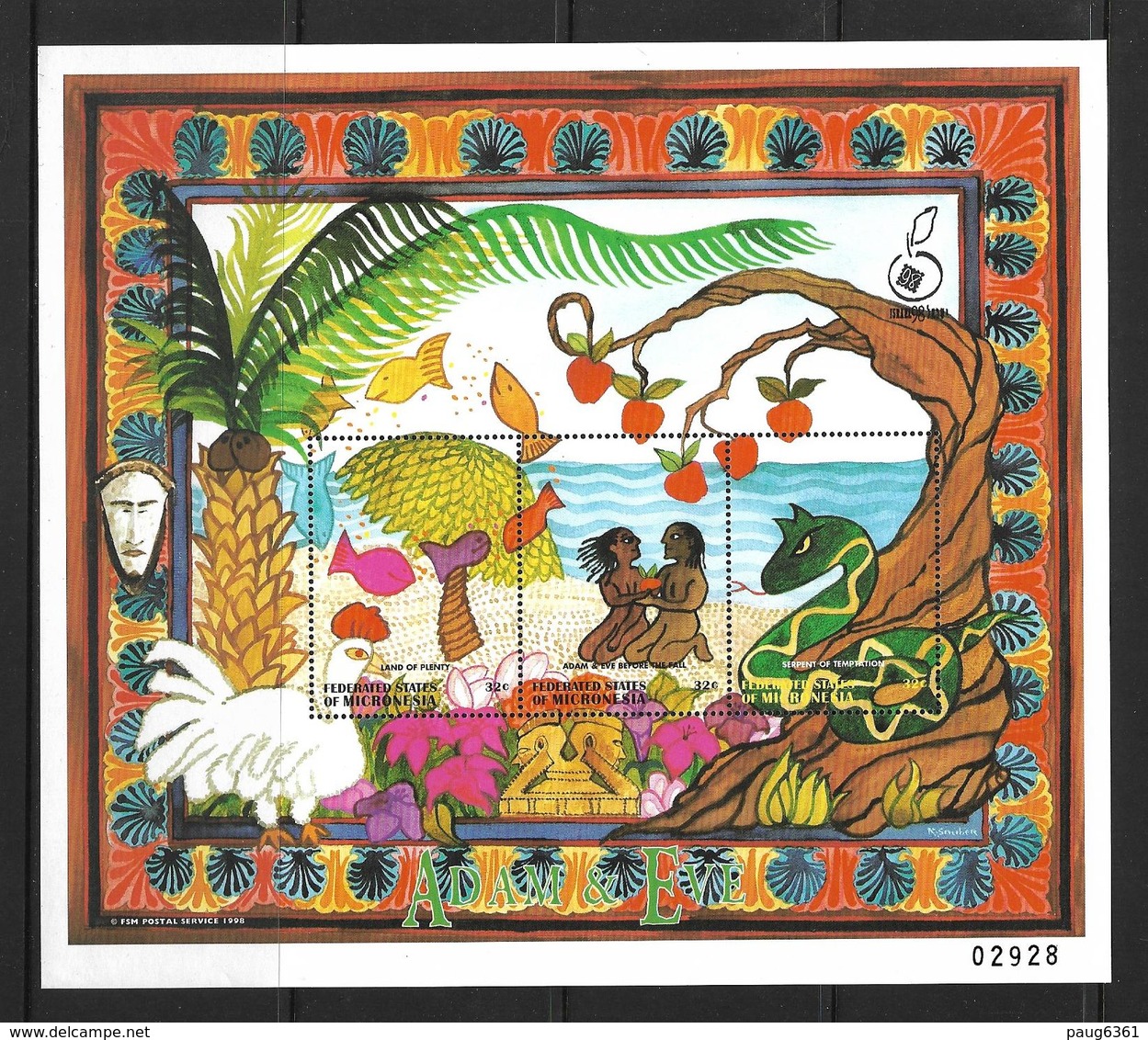 MICRONESIE 1998 LA BIBLE-ADAM ET EVE YVERT N°517/25 NEUF MNH** - Jewish