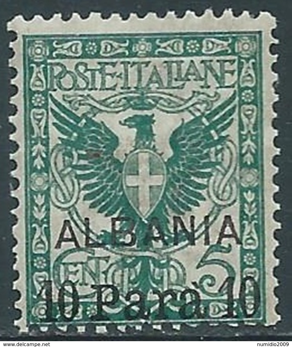 1902 LEVANTE ALBANIA AQUILA SOPRASTAMPATO 10 PA SU 5 CENT MNH ** - RA30-9 - Albania