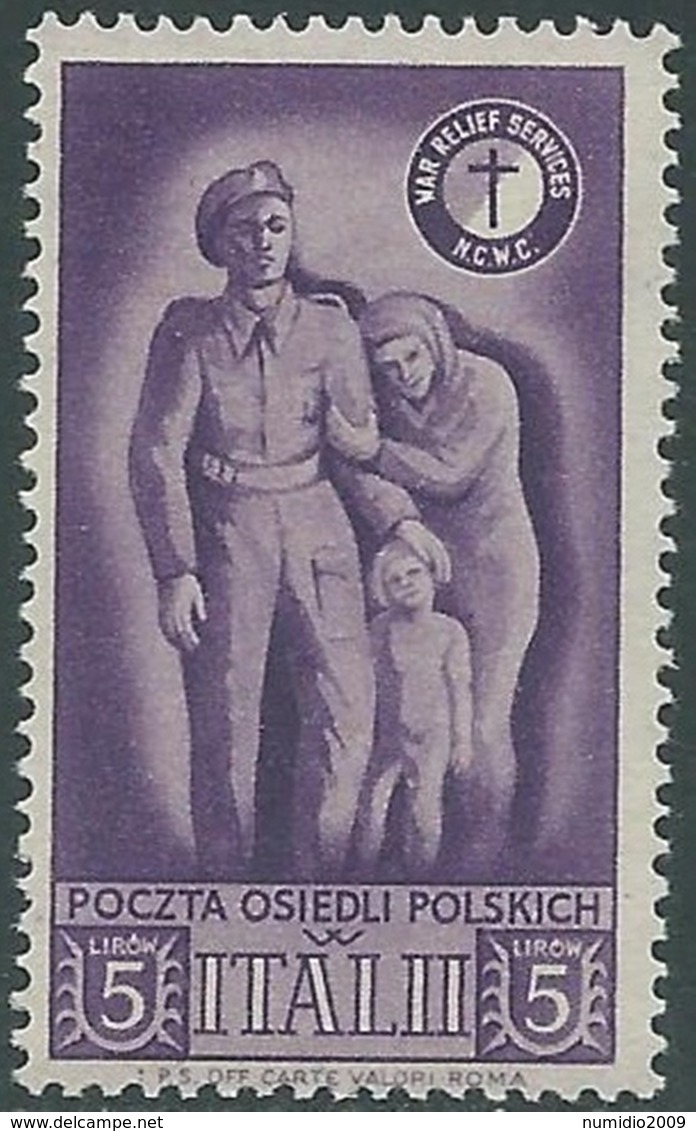 1946 CORPO POLACCO SOCCORSO DI GUERRA 5 LIRE MNH ** - RA31-7 - 1946-47 Période Corpo Polacco