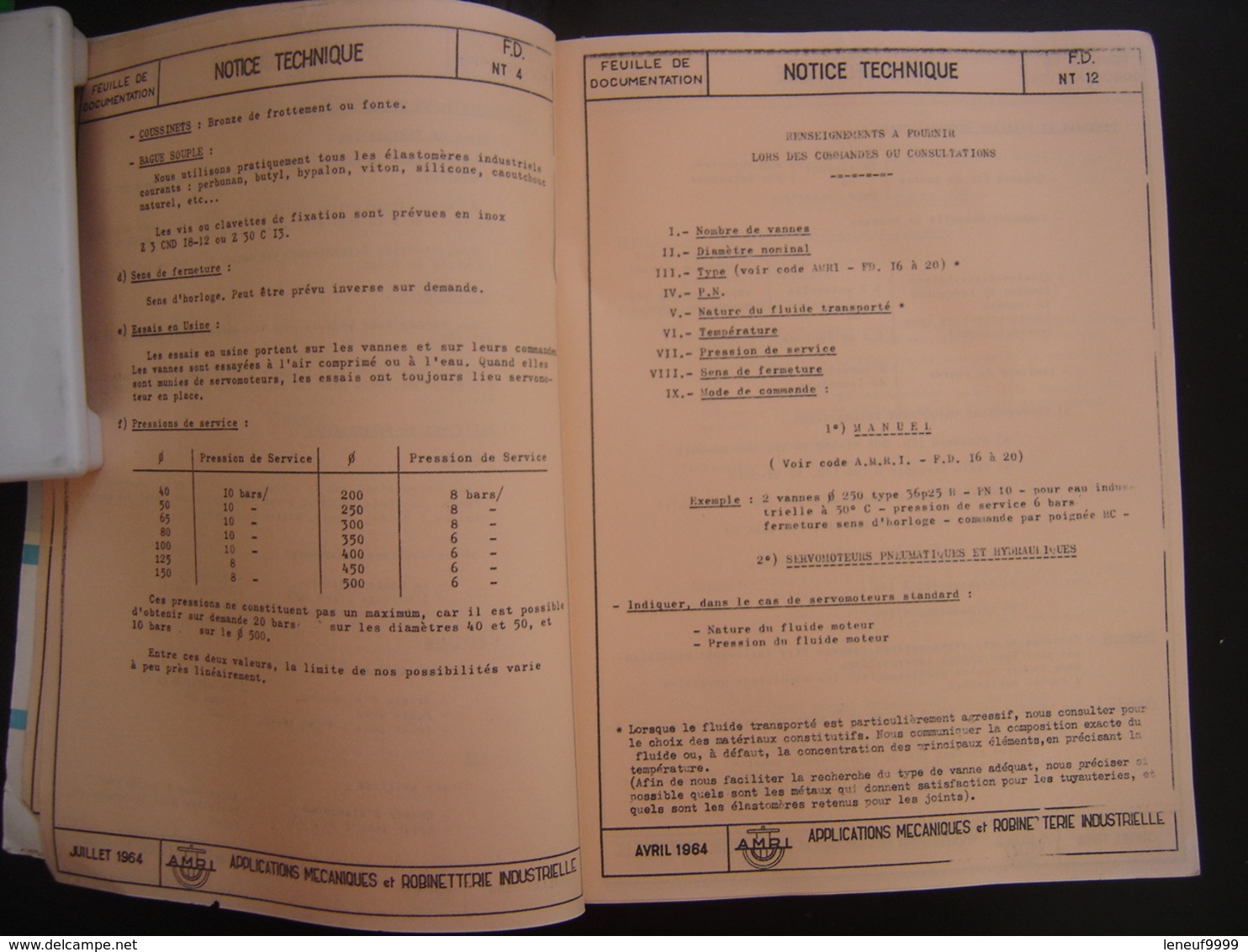 60'S Catalogue Vannes AMRI Loft Industrie Industriel - Bricolage / Technique