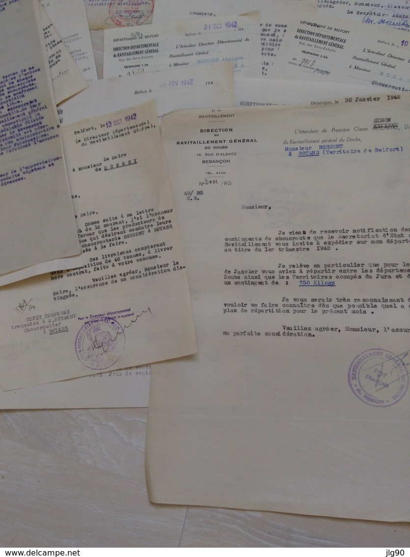 Lot Courrier Du Sécrétariat Au Ravitaillement Fruits Et Légumes Période 1941-43 - 1939-45