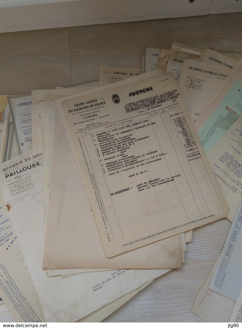 Lot 1.3kg, +300 Documents Commerciaux, Administratifs 1938-47, F-Comté, Paris, M-et-Moselle..etc - 1900 – 1949