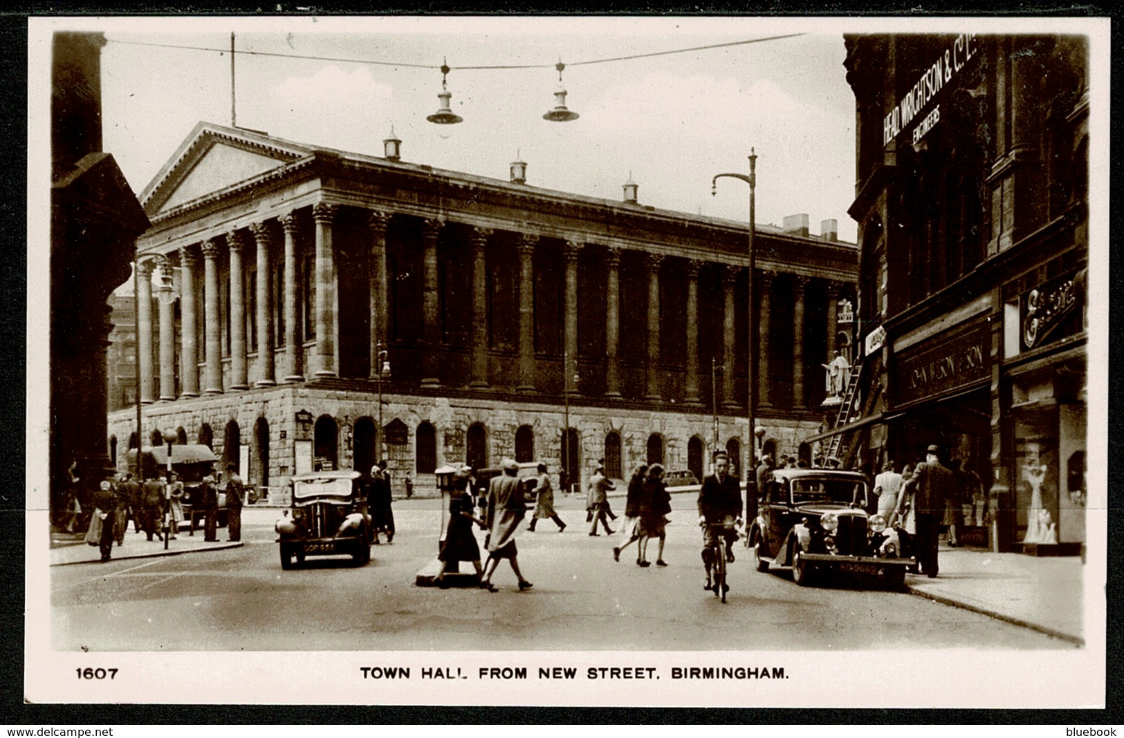 Ref 1320 - Real Photo Postcard - Cars - Town Hall From New Street Birmingham - Birmingham