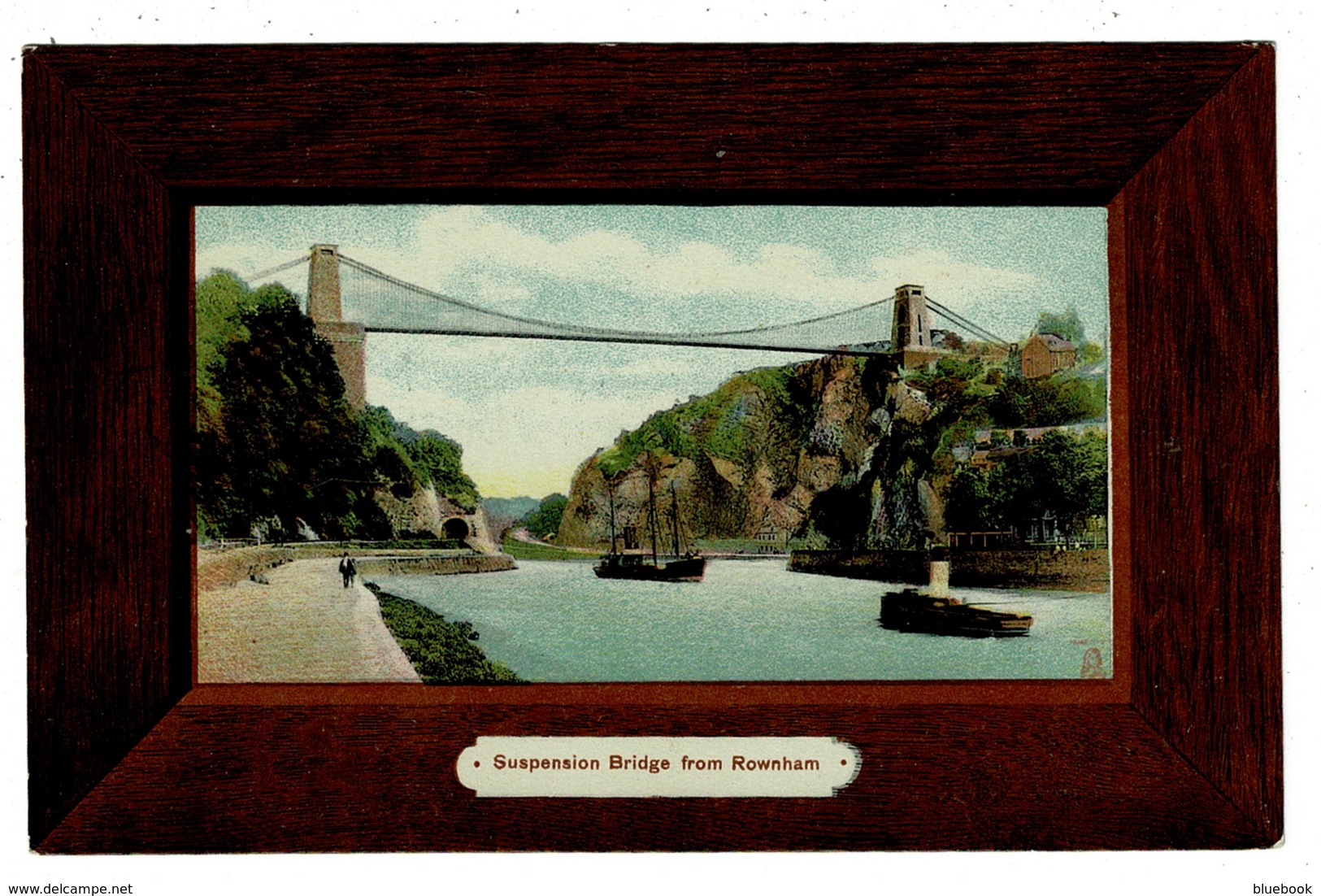 Ref 1320 - Early Postcard - Clifton Suspension Bridge & Boats From Rownham Bristol - Bristol