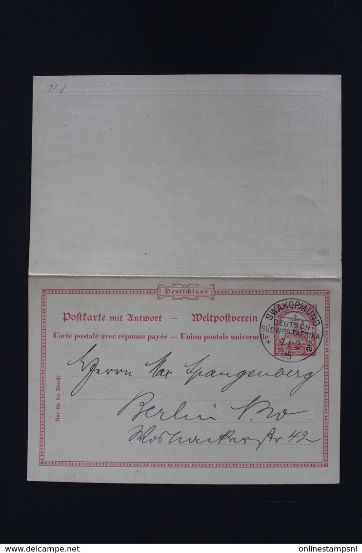 Deutschland  DSWA Postkarte P16 Avec Response SWAKOPMUND -> Berlin 7-12-1905 - Sud-Ouest Africain Allemand