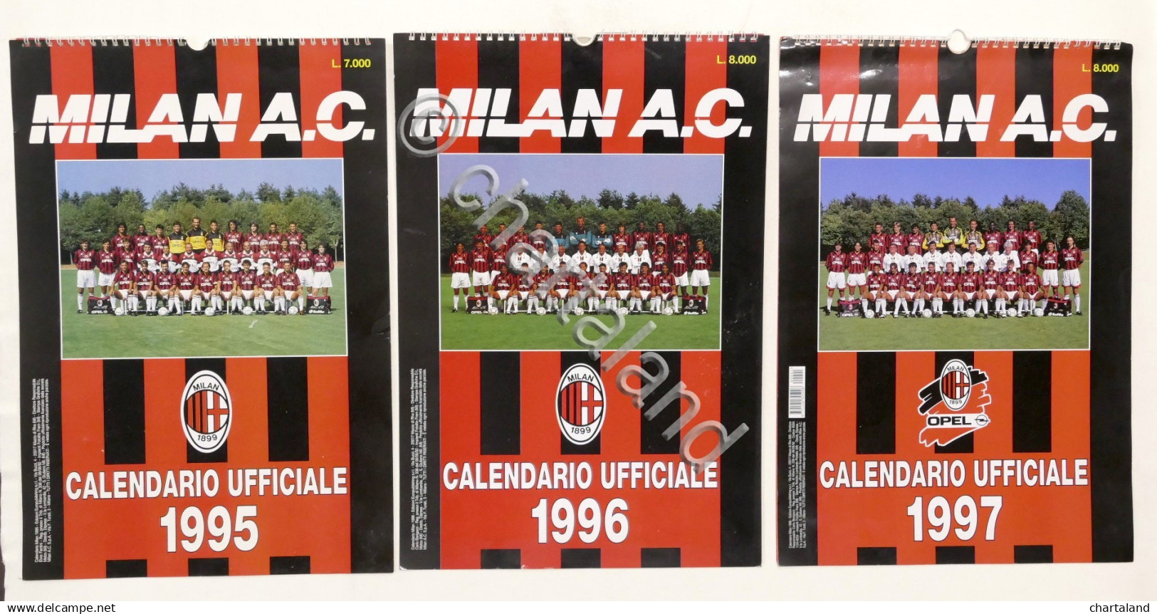 Sport Calcio - Lotto 3 Calendari Ufficiali Milan 1995 - 1996 - 1997 - Altri & Non Classificati