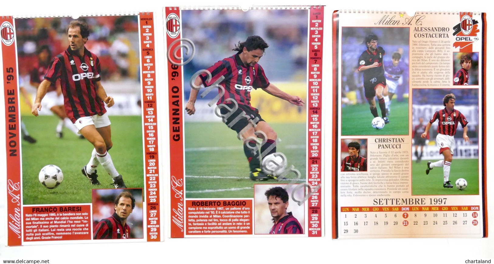 Sport Calcio - Lotto 3 Calendari Ufficiali Milan 1995 - 1996 - 1997 - Altri & Non Classificati