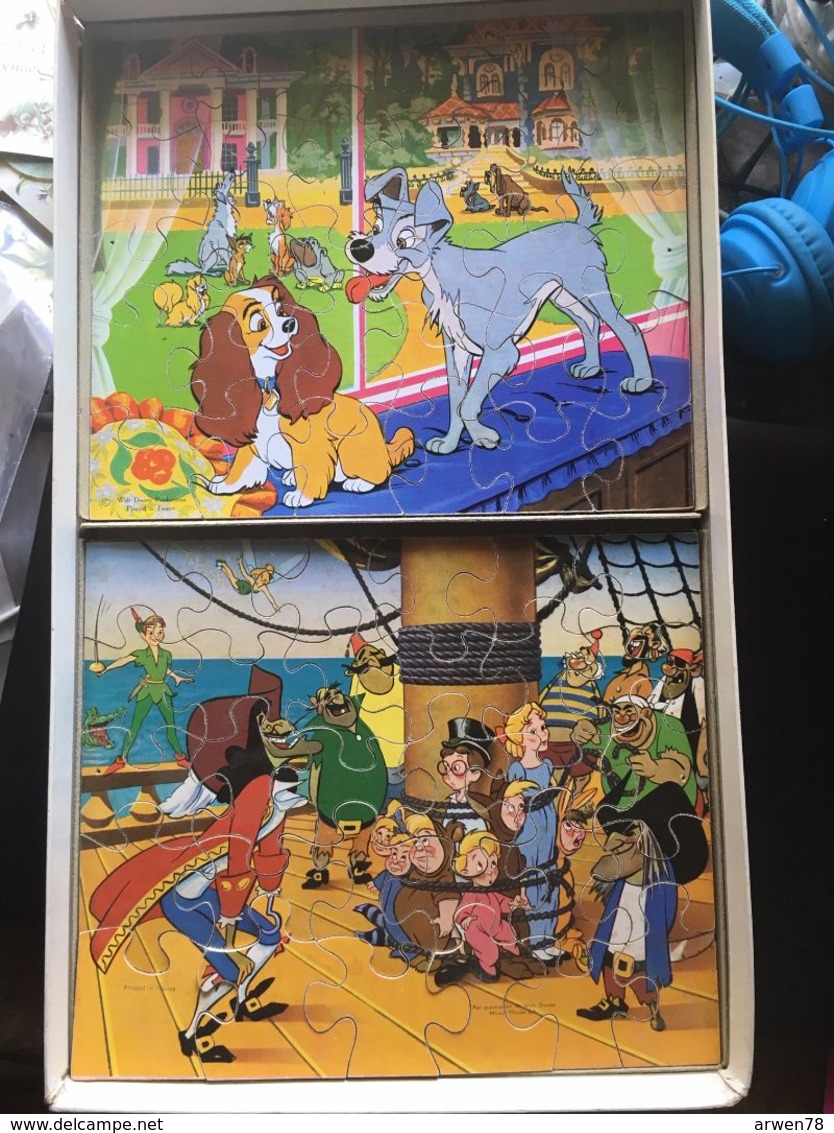 boite de 6 puzzle jouet vera walt disney la belle et le clochard & peter pan