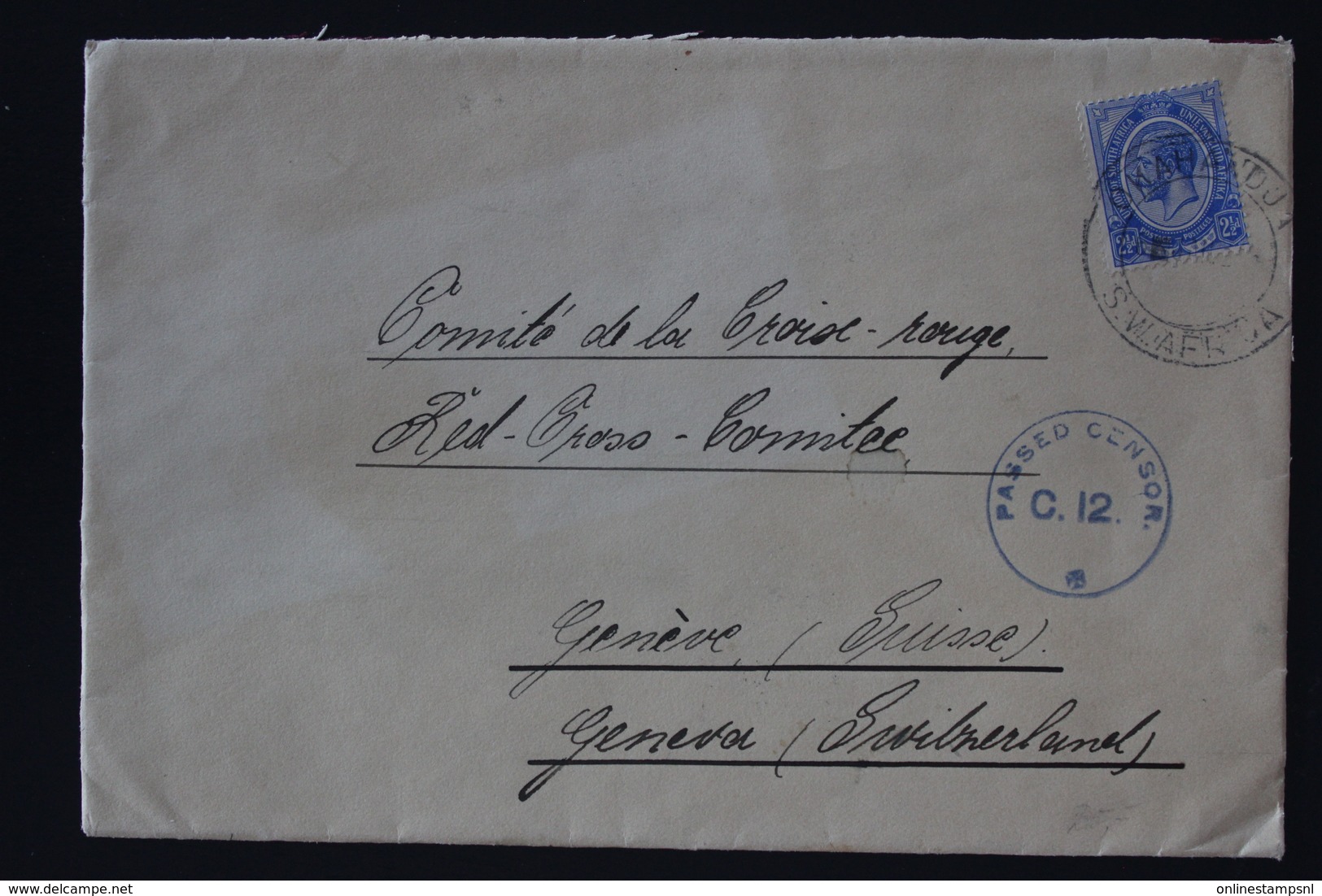 South African Occupation Of Southwest Africa Forerunner 1916 Red Cross Geneva  Censored - Lettres & Documents