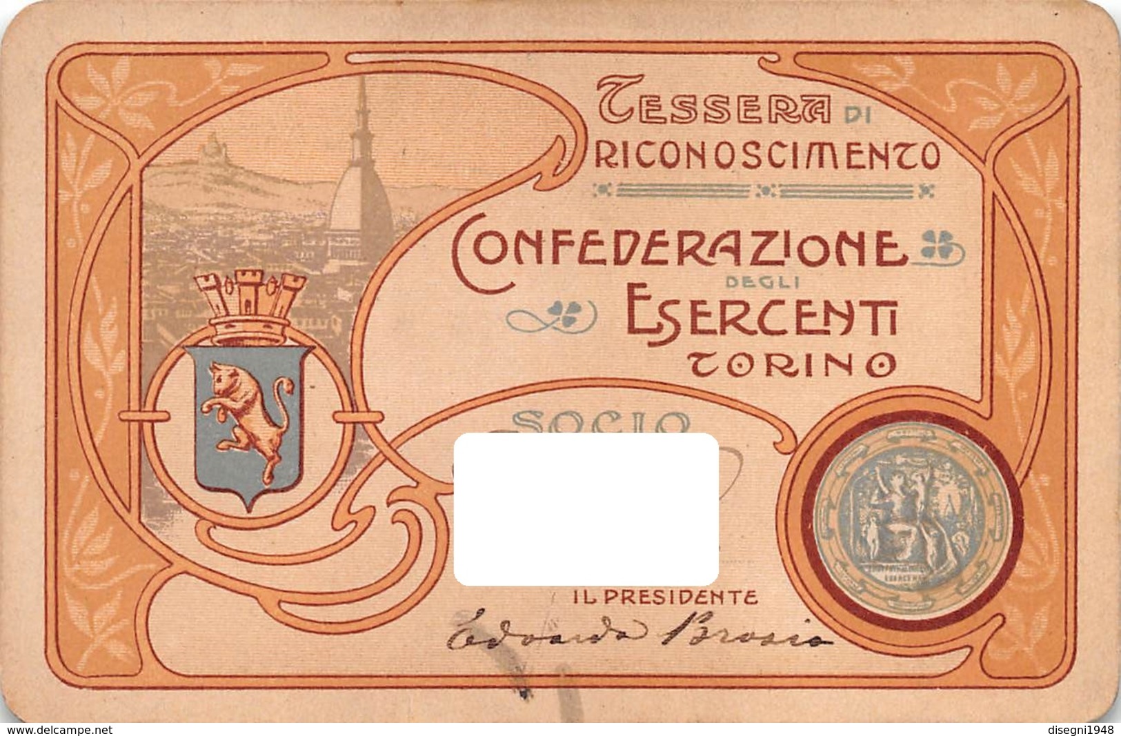 08508 "TESSERA DI RICONOSCIMENTO - CONFEDERAZIONE DEGLI ESERCENTI - TORINO" ORIG. - Other & Unclassified