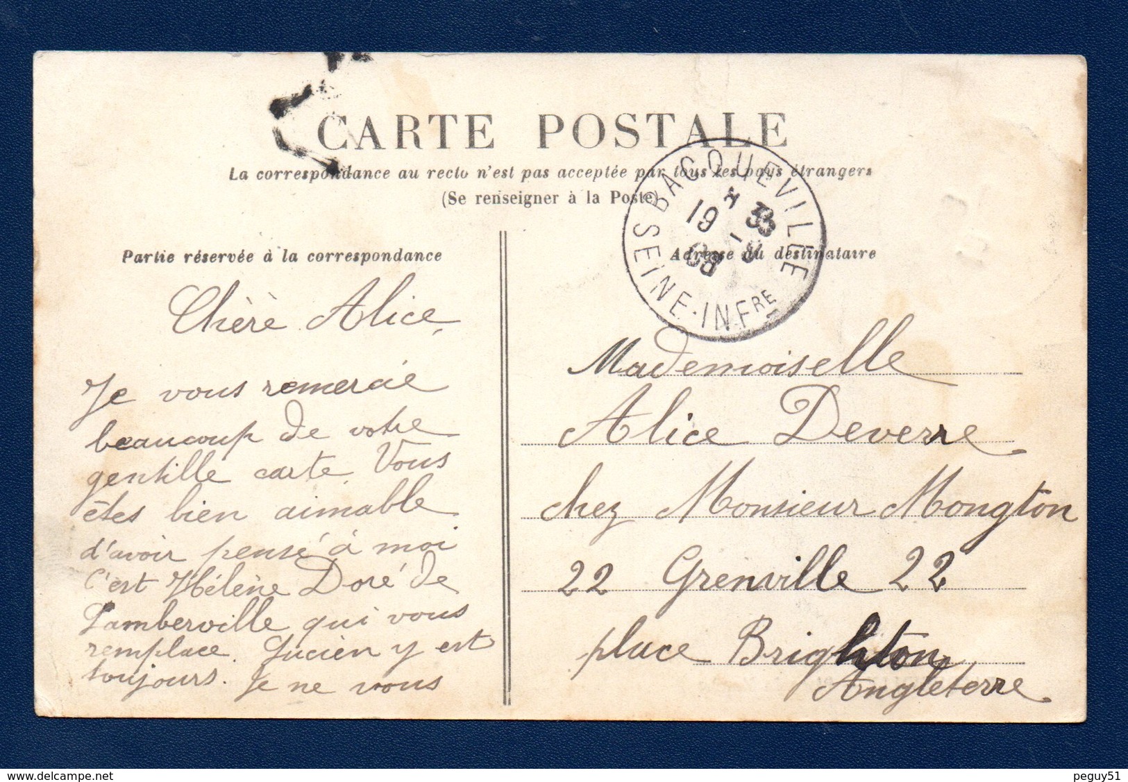 76. Bacqueville En Caux. Place Du Marché. Café De L'Hôtel De L'Aigle D'Or. Boulangerie E. Fressard. Café Dupuis. 1908 - Autres & Non Classés