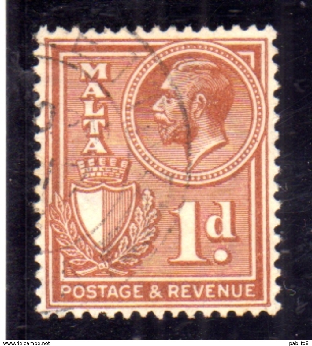 MALTA 1930 KING GEORGE V RE GIORGIO 1p USATO USED OBLITERE' - Malta