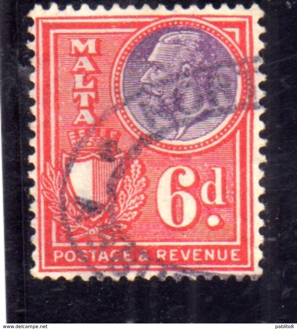 MALTA 1930 KING GEORGE V RE GIORGIO 6p USATO USED OBLITERE' - Malta
