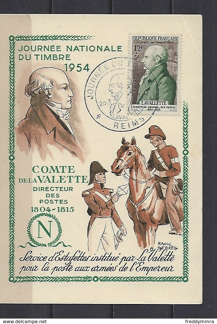 France: 969 Sur Carte Officiele Journée Du Timbre 1954 - Lettres & Documents