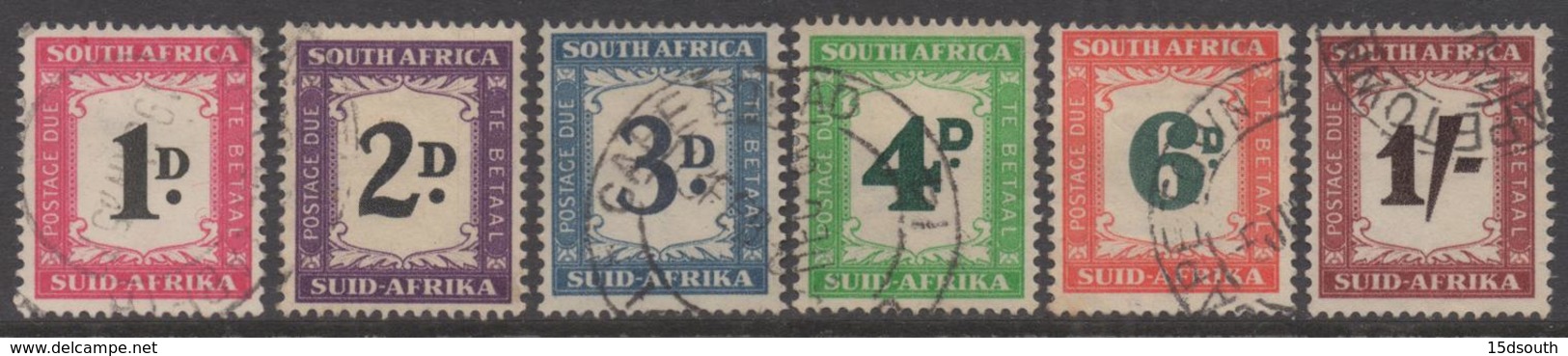 South Africa - 1950-58 Postage Due Set (o) # SG D39-D44 - Impuestos