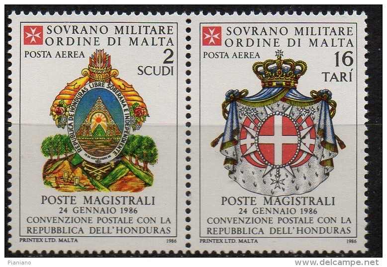 PIA - SMOM - 1986 : Convenzione Postale Con La Repubblica Dell' Honduras   - (SAS  A25-A26) - Sovrano Militare Ordine Di Malta