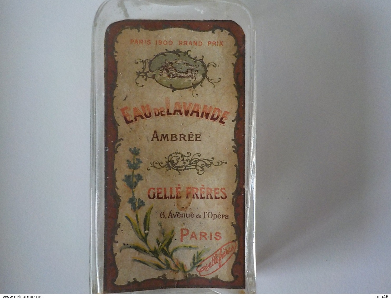 Flacon Ancien Gellé Frères Eau De Lavande Ambrée Av De L' Opéra Paris - Miniature Bottles (without Box)