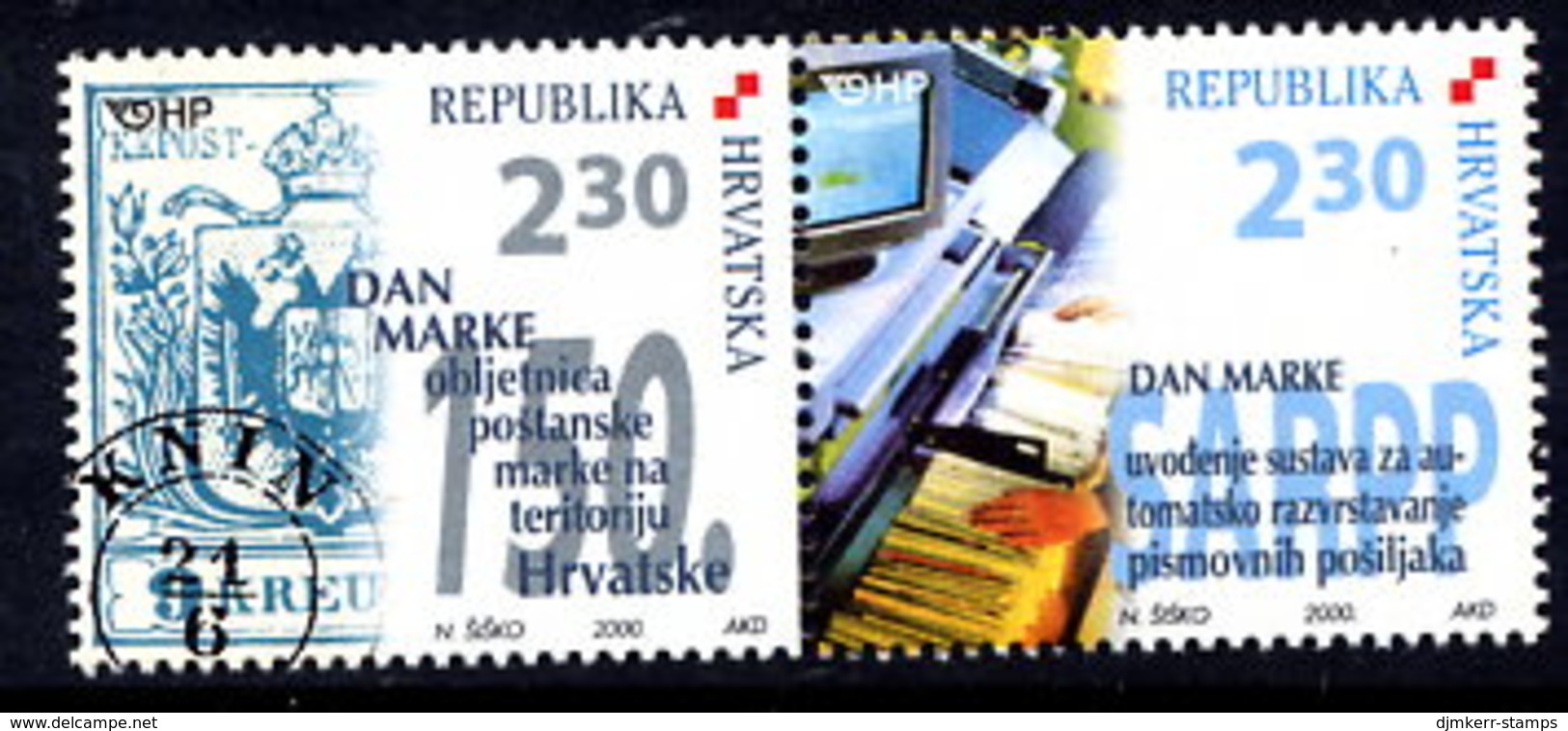 CROATIA 2000 Stamp Day Pair MNH / **.  Michel 556-57 - Croatie
